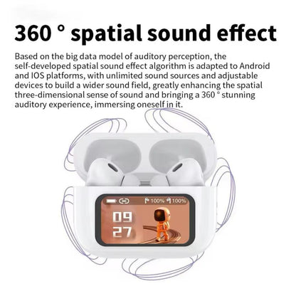 A9 Pro Smart Display Earbuds – ANC Noise Cancellation | HD Sound | Touch Screen