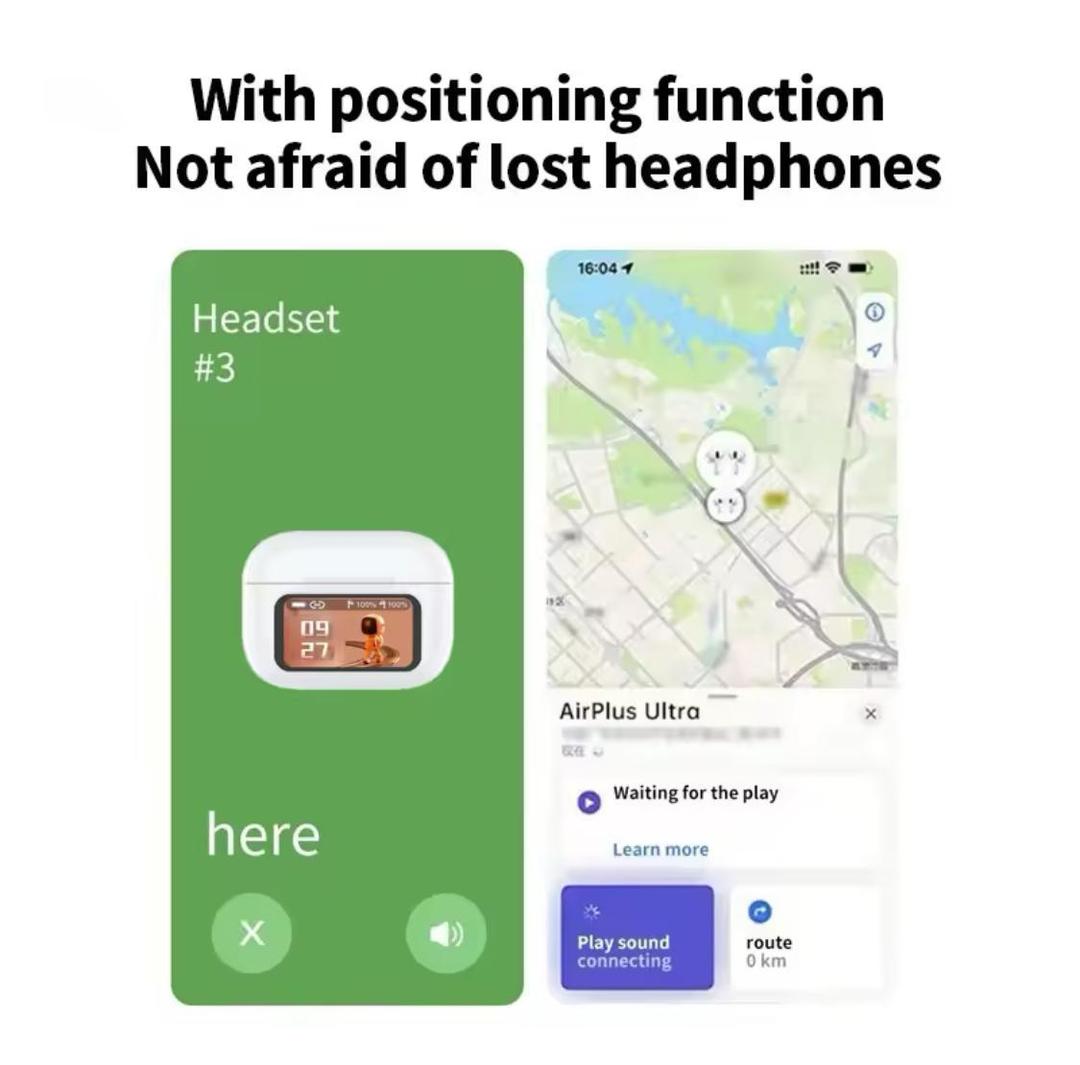 A9 Pro Smart Display Earbuds – ANC Noise Cancellation | HD Sound | Touch Screen