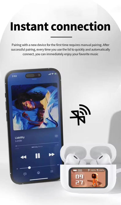 A9 Pro Smart Display Earbuds – ANC Noise Cancellation | HD Sound | Touch Screen