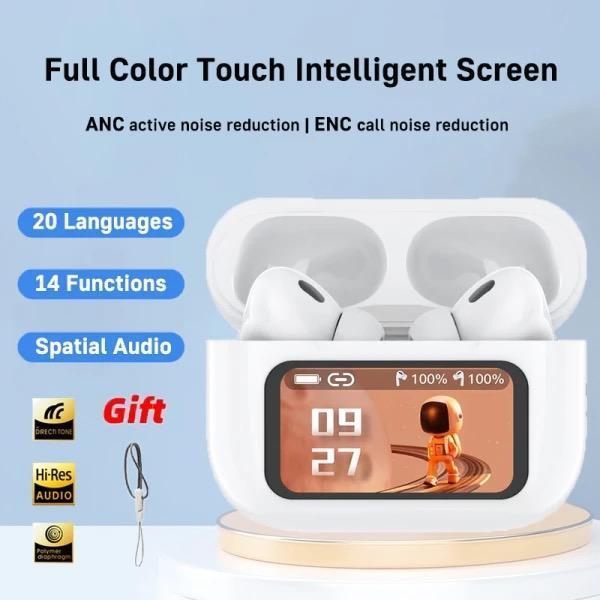 A9 Pro Smart Display Earbuds – ANC Noise Cancellation | HD Sound | Touch Screen