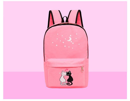 4-Piece School Bag Set for Kids – Canvas Backpack with Lunch Bag, Pencil Case & Accessory Pouch for Girls & Boys, Black
