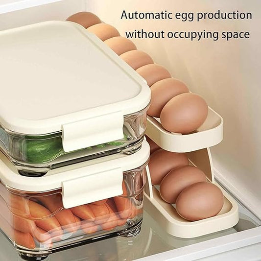 15 Egg Storage Box Rolling Design Space Saving PP Refrigerator Organizer Multi Layer Egg Holder| Random Colour