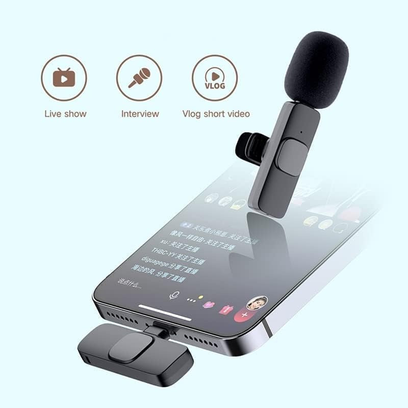 K9 Multi-Interface Wireless Collar Microphone Type-C & Lightning Omnidirectional Lavalier Mic Kit for Android, iPhone, and Content Creation