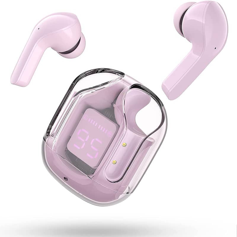 Air 31 Wireless Earbuds – Transparent Design with LED Digital Display (Random Color)