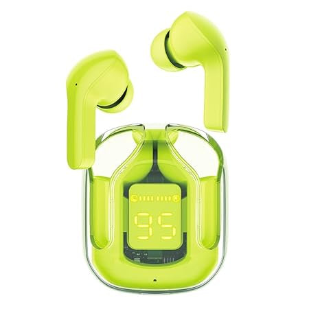 Air 31 Wireless Earbuds – Transparent Design with LED Digital Display (Random Color)