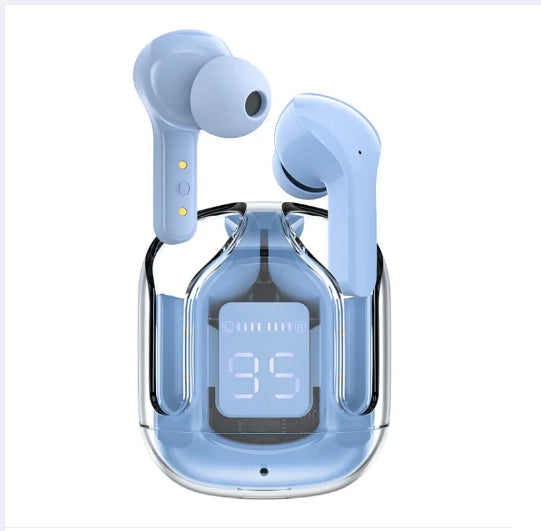Air 31 Wireless Earbuds – Transparent Design with LED Digital Display (Random Color)
