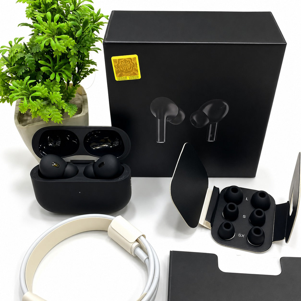 Pro 2 Wireless Earbuds (Black) – Premium Sound | Complete Box Pack & All Accessories Included