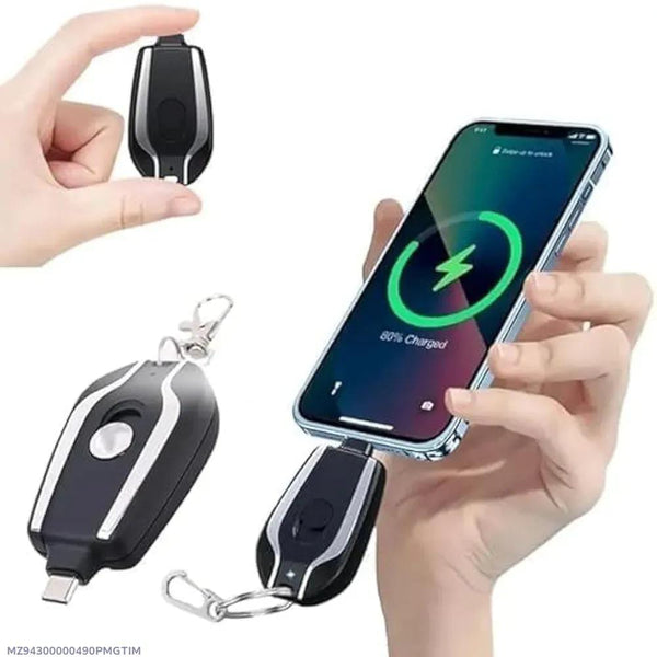 USB-C Mini Keychain Power Bank – Fast Charging Portable Backup Battery (Black) m