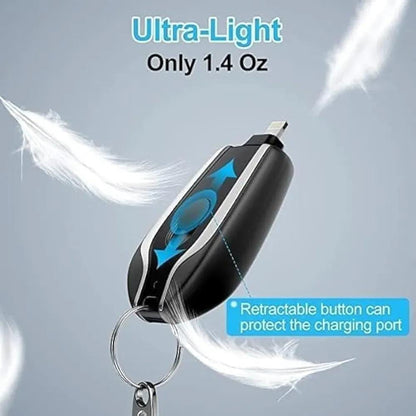 USB-C Mini Keychain Power Bank – Fast Charging Portable Backup Battery (Black) m